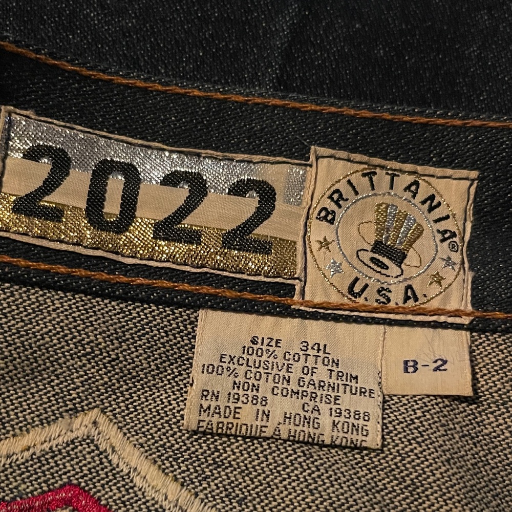 Brittania Vintage 1970’s Flare Jeans Star Accents Dark Blue Denim 34L NWOT - Picture 4 of 6
